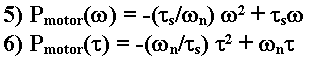 [5) P(W)=-(Ts/Wn)*W^2+Ts*W]; 6) P(T)=-(Wn.Ts)*T^2+Wn*T]